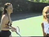 Piss Alisha Klass and friend piss on tennis court