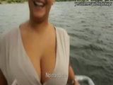 Real amateur babe with big tits payed for sex in public