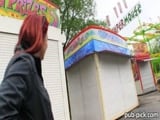 Red hair chick Sophia Wild pussy banged at the carnival for cash