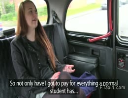 Brown haired amateur doggy style fucked in fake taxi