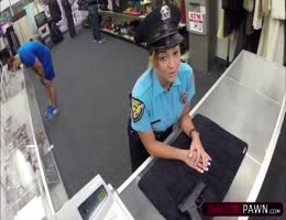 Busty Latina Cop sells her weapon ends up fucked in Shawns office