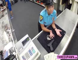Big tits gorgeous Police officer pawn her ass for some cash and gets pussy fucked