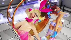 hentai 3D avec deux superbes nana lesbiennes habillées en lapine
