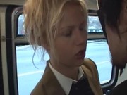 blonde babe suck asian guy s cock on the bus