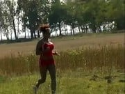 Ebony Jogging Milf Forced to Fuck In the Field