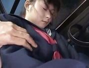 Chikan sex grope sleeping schoolgirl used by stranger